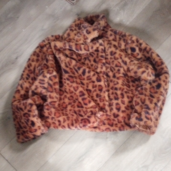 Leopard Print Faux Fur Jacket Free Style - Picture 1 of 4